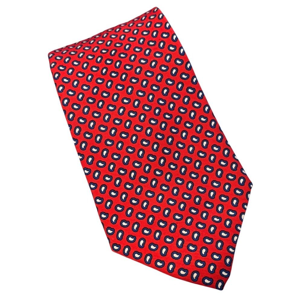 Brooks Brothers Makers Red Silk Micro Paisley Teardrop Tie Made‎ in USA Mens